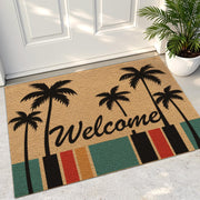 DEXI front view showing full botanical doormat welcoming guests