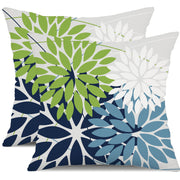 DFXSZ front view of two green and blue pillow covers showing full pattern and benefit: quick style update