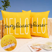 DFXSZ front view of yellow pillow covers shows vibrant color and neat edges