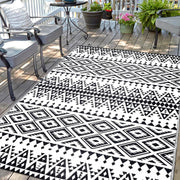 DiiKoo front view showing full rug and bold boho pattern for stylish outdoor flooring