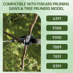 Dimakung blade mounted on a Fiskars pole pruner demonstrating fit and immediate usability