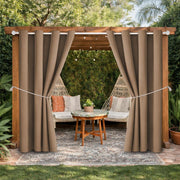 DIVA EN CAMINO DEC front panel in camel brown showing full drape and neat hems for stylish privacy