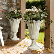 Diyfire front view beige urn planter showcasing classic silhouette and curb appeal