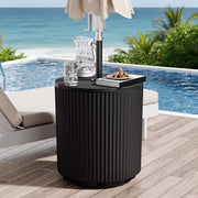 Diyfire front view showing umbrella hole and table surface, adds stability