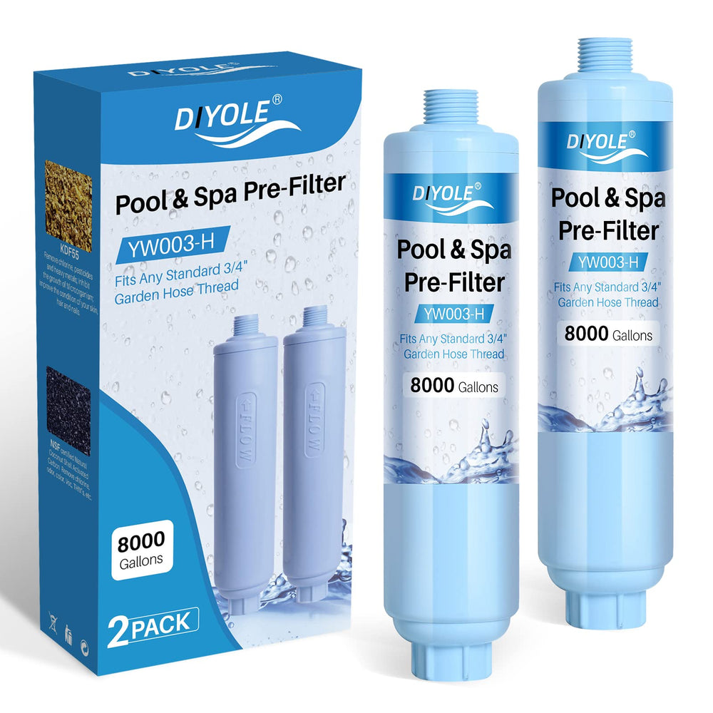 DIYOLE front view of hose filter showing compact design and easy install benefit