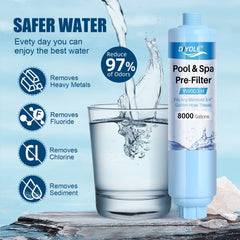 DIYOLE in use filling a pool showing clearer, fresher-smelling water benefit