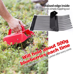 DkOvn picker scooping blueberries from a bush for efficient harvesting