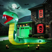 DomKom front view inflated giant snake showing dramatic yard impact