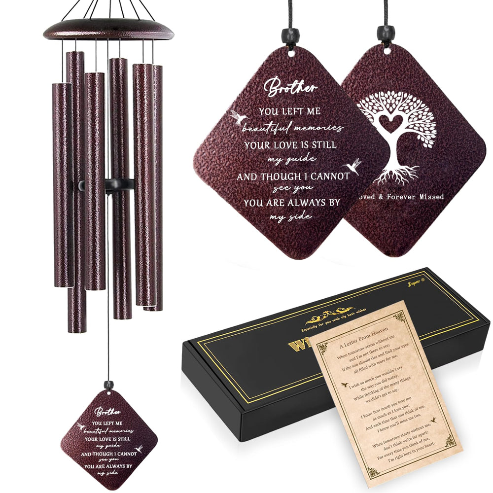 Doopeer bronze memorial wind chime front view showing elegant finish and tubes, comforting presence