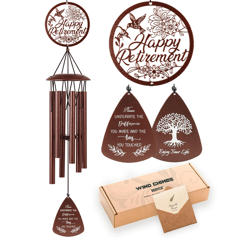Doopeer hummingbird wind chime front view showing full bronze finish and tubes for elegant décor