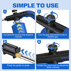 DORLOTI ergonomic rubber handle detail showing secure comfortable grip benefit