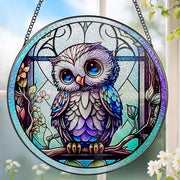 DOUHASU owl front view suncatcher casting colorful light