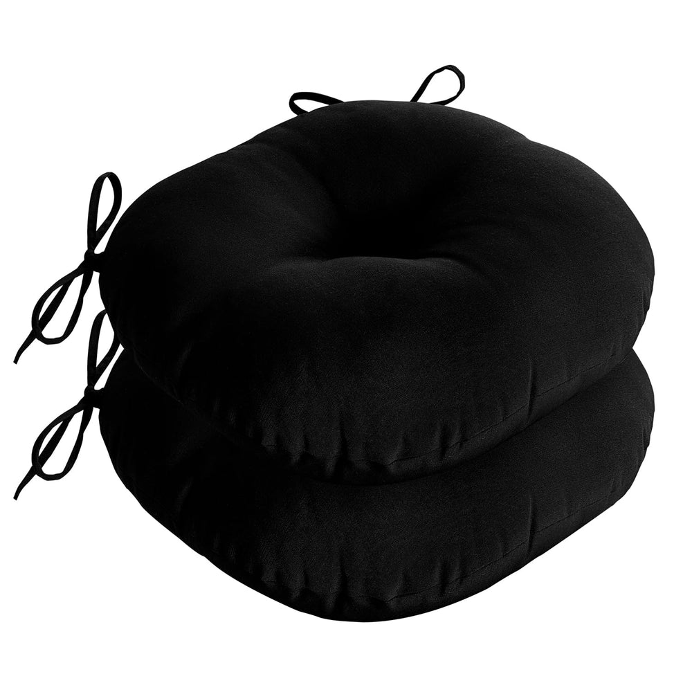 downluxe front view black bistro cushions showing neat finish and outdoor-ready look