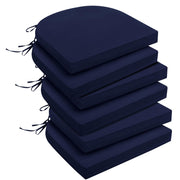 downluxe front view six-pack navy cushions showing neat stack and uniform color for clean aesthetics