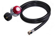 DOZYANT regulator and 4ft hose front view showing durable brass fittings and secure connection