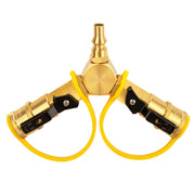 DOZYANT front view Y-splitter showing dual outlets and benefits of dual appliance use