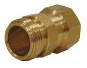 Dramm brass hose swivel front view showing solid construction and easy fit