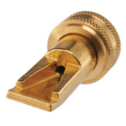 Dramm brass sweeper nozzle front view showing durable construction and wide spray advantage