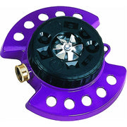Dramm ColorStorm turret sprinkler front view in berry showing colorful durable body and easy controls