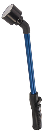 Dramm rain wand front view showing blue finish and spray head for gentle watering