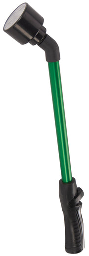 Dramm rain wand front view showing green finish and ergonomic shape, for comfortable gardening