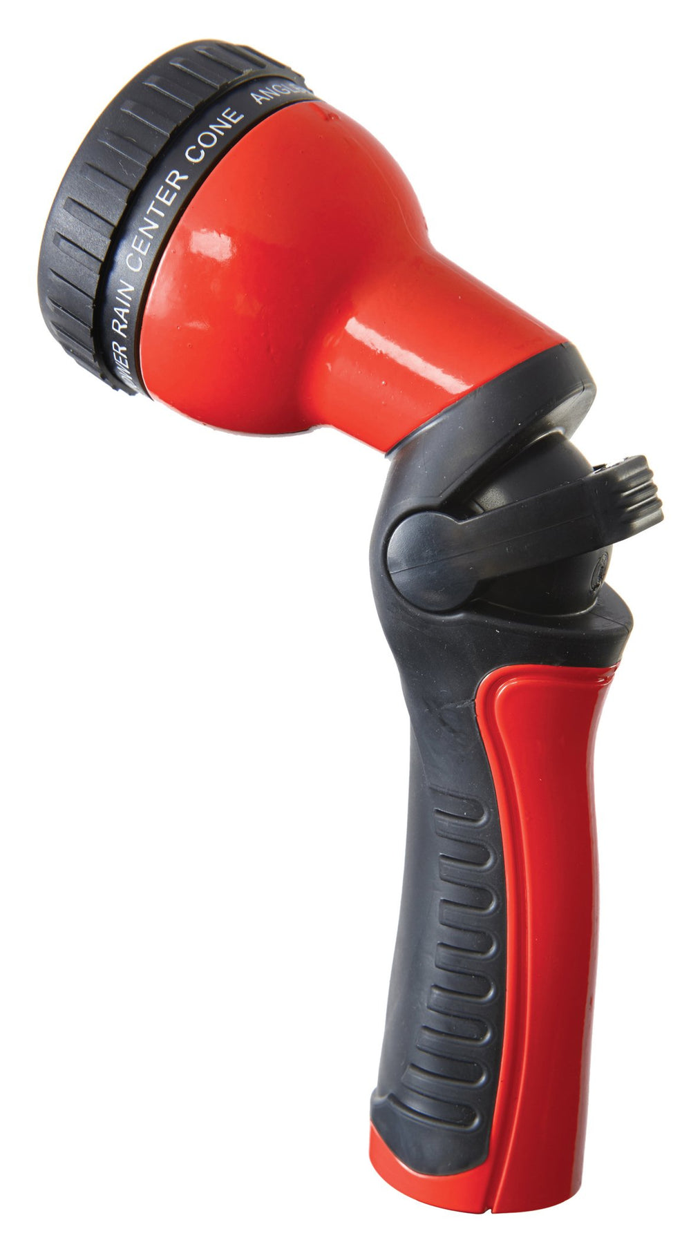 Dramm One Touch Revolution red spray gun front view showing ergonomic grip and metal body for comfortable watering