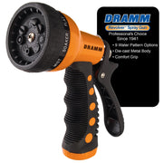 Dramm Revolver front view showing orange metal nozzle and durable build benefits
