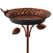 dreamysoul front view of full bird bath showing decorative basin and height benefit