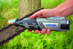 Dremel sharpening kit in use on a chainsaw delivering faster sharpening benefit