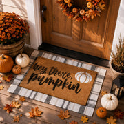 Drydiet coir pumpkin doormat front view showing welcome design and durable scraping