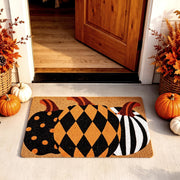 Drydiet front view pumpkin doormat showing design and welcome benefit