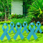 Drydiet front view of teal ribbon signs showing clear awareness message and easy setup