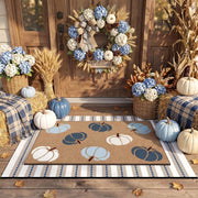 Drydiet front view of layered pumpkin doormat showing seasonal curb appeal