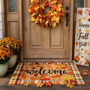 Drydiet front view of fall leaves coir welcome mat showing colorful seasonal design and curb appeal