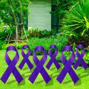 Drydiet front view purple ribbon signs showing clear support message and visibility