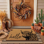 Drydiet highland cow doormat front view showing welcoming farmhouse charm and durability