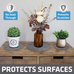Drymate 6-inch coaster on wood table catching water and preventing rings