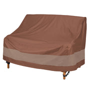 Duck Covers front view showing full loveseat coverage and weather protection