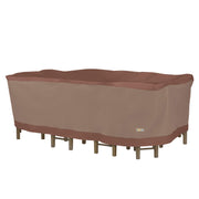 Duck Covers front view protecting table and six chairs, durable weather protection