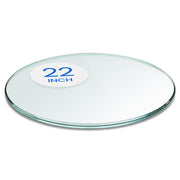 Dulles Glass 22" round front view showing clear tempered top benefit of protection