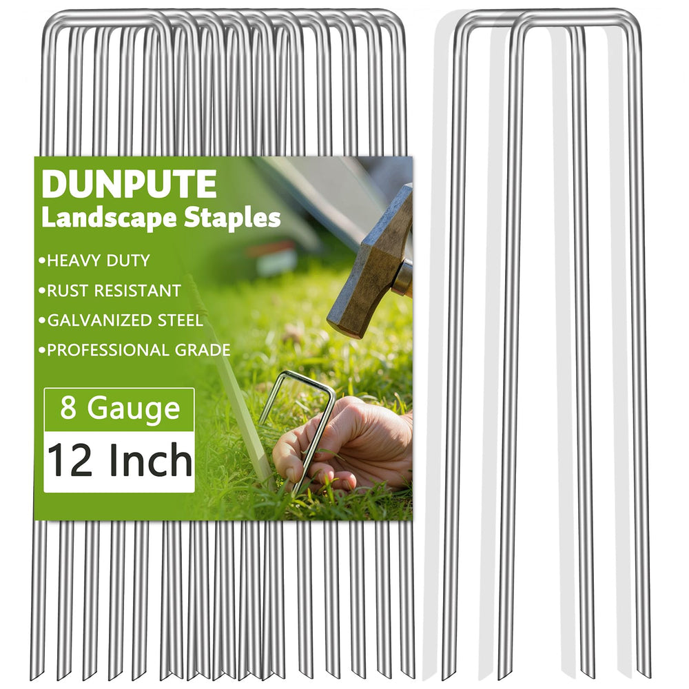 DUNPUTE front packaging showing 100-pack heavy-duty staples and long-term value