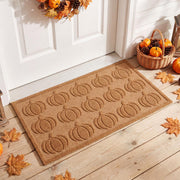 Dunzy front view beige pumpkin mat welcoming guests and protecting floors