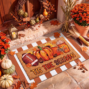 Dunzy front view of layered doormat set shows welcoming seasonal decor and durability