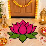 Dunzy lotus mat front view showing vibrant colors and welcoming design