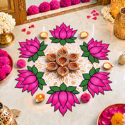 Dunzy pink lotus front view showing vibrant entrance décor and festive appeal