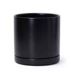 D'vine Dev front view of black ceramic planter showing sleek look and modern appeal