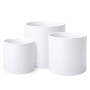 D'vine Dev front view of three white pots showing clean minimalist styling and versatility