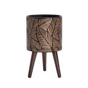 D'vine Dev planter front view showing bronze grey finish and leaf design benefit: stylish display
