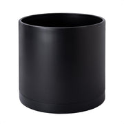 D'vine Dev front view of black 12 inch planter showing minimalist cylinder and matte finish, stylish display