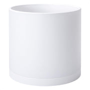 D'vine Dev front view of 14-inch white planter showing minimalist shape and stability